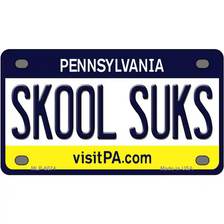 Skool Suks Pennsylvania State Novelty Metal License Plate 4" x 2.2" (MLP)