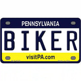 Biker Pennsylvania State Novelty Metal License Plate 4" x 2.2" (MLP)