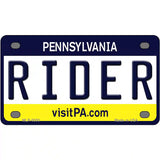 Rider Pennsylvania State Novelty Metal License Plate 4" x 2.2" (MLP)