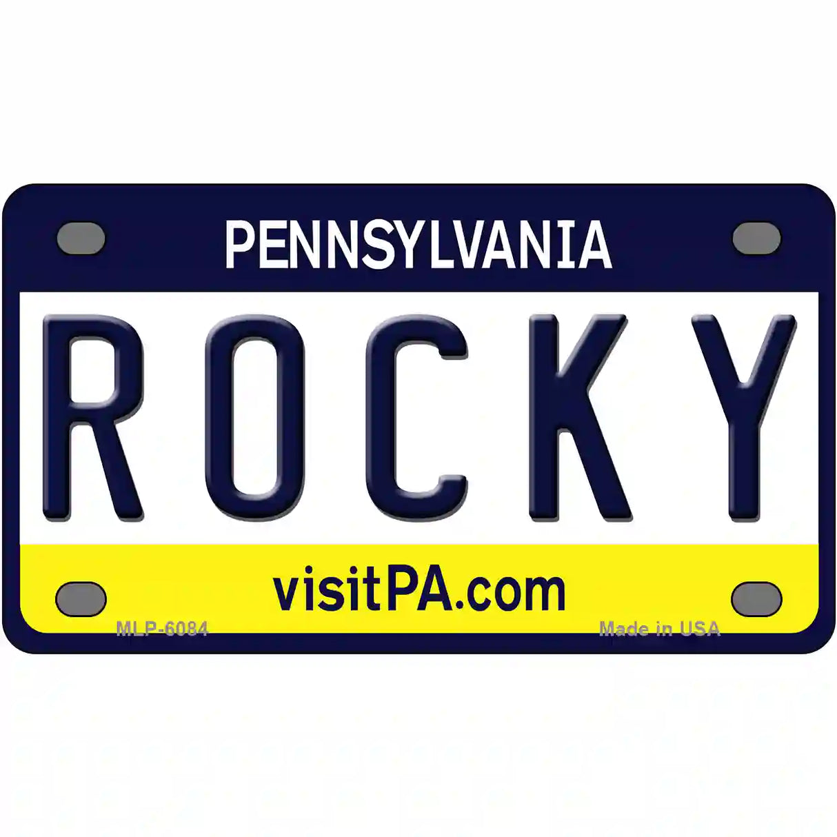 Rocky Pennsylvania State Novelty Metal License Plate 4" x 2.2" (MLP)