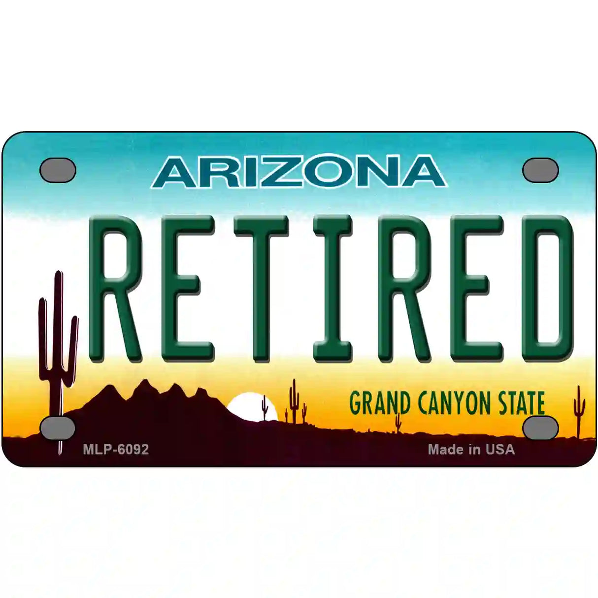 Arizona Retired Novelty Metal License Plate 4" x 2.2" (MLP)