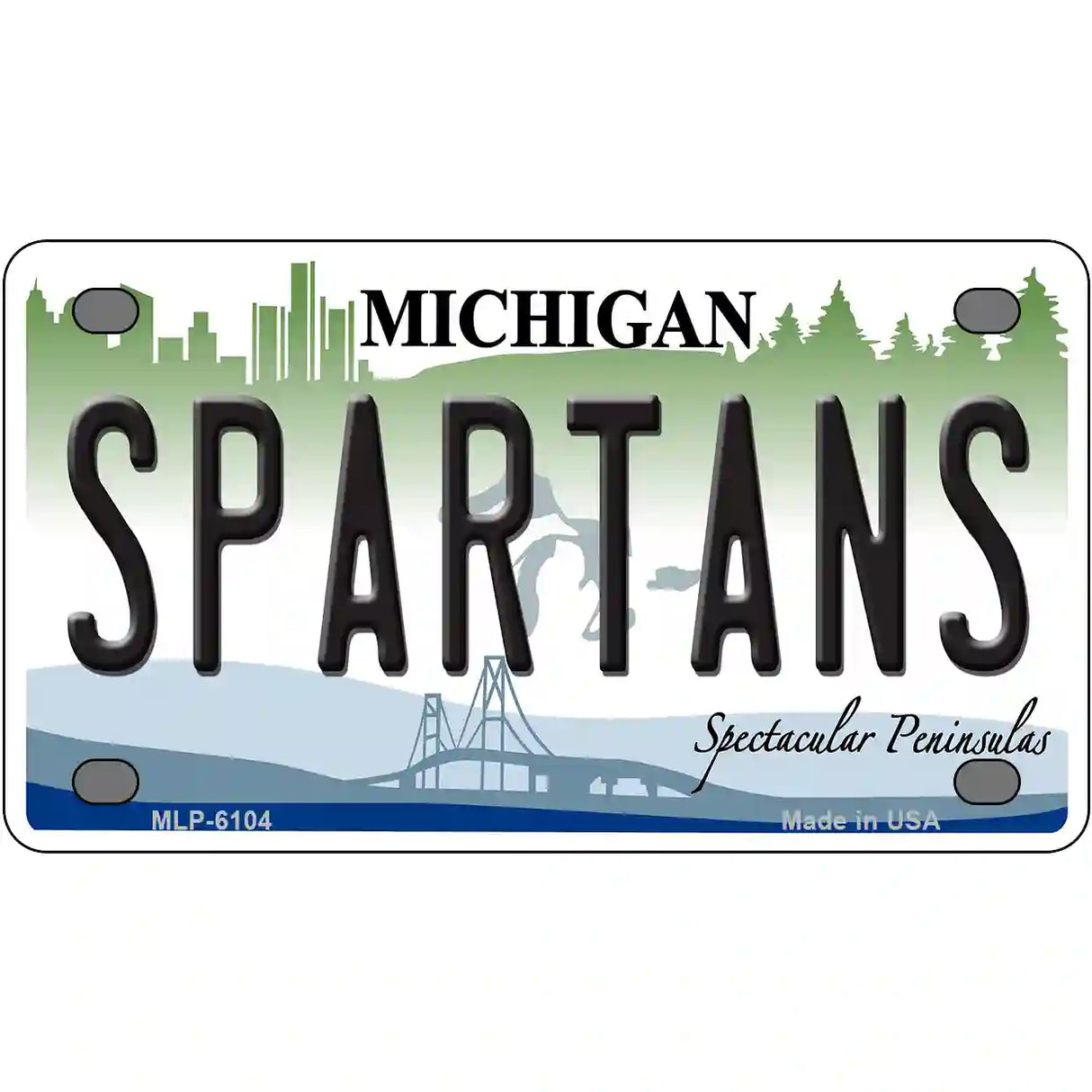 Spartans Michigan Novelty Metal License Plate 4" x 2.2" (MLP)