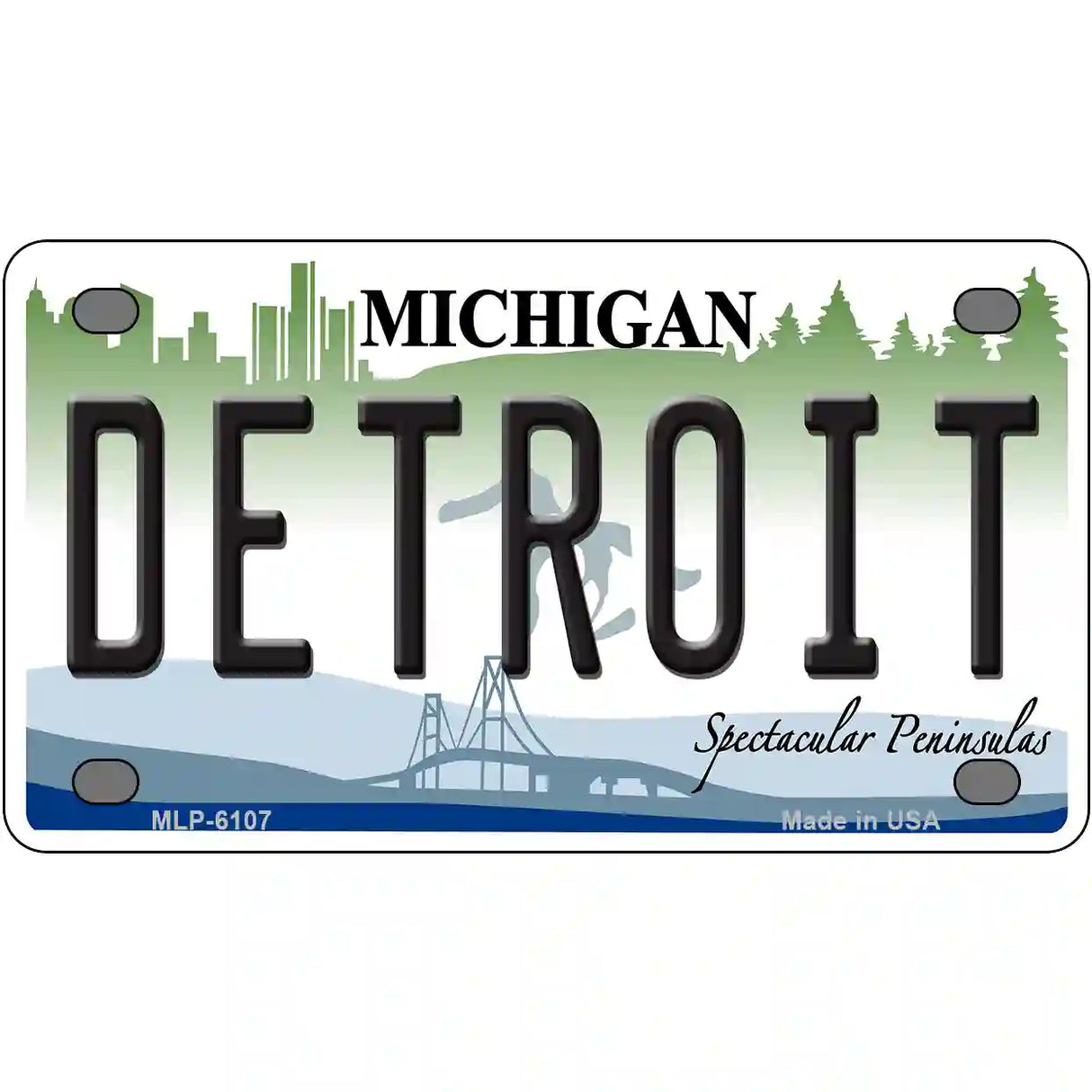 Detroit Michigan Metal Novelty License Plate 4" x 2.2" (MLP)