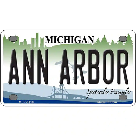 Ann Arbor Michigan Metal Novelty License Plate 4" x 2.2" (MLP)