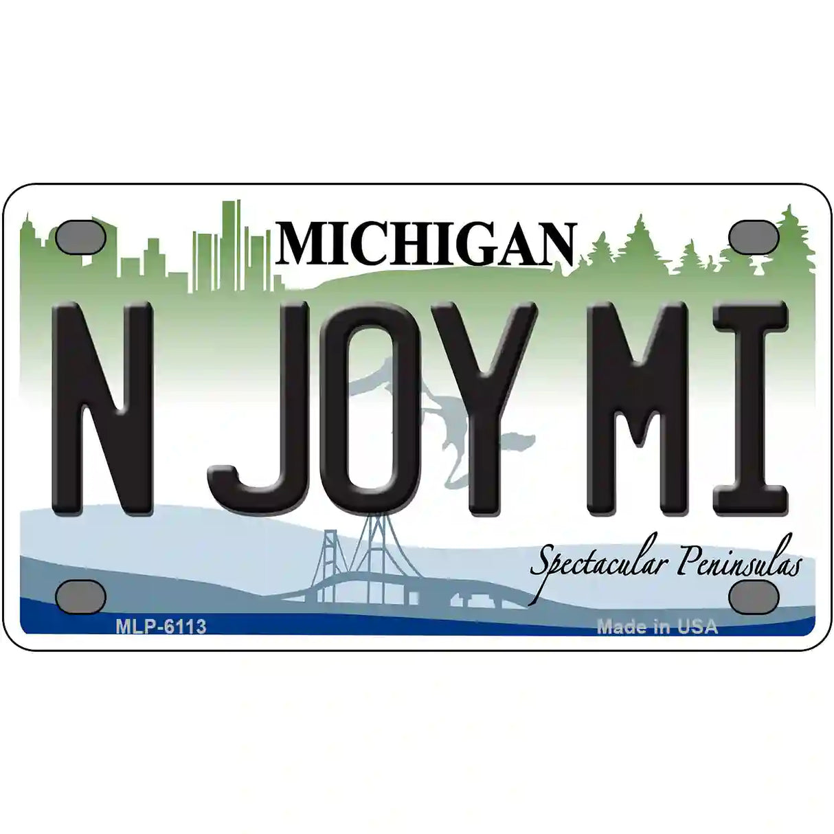 N Joy Mi Michigan Metal Novelty License Plate 4" x 2.2" (MLP)