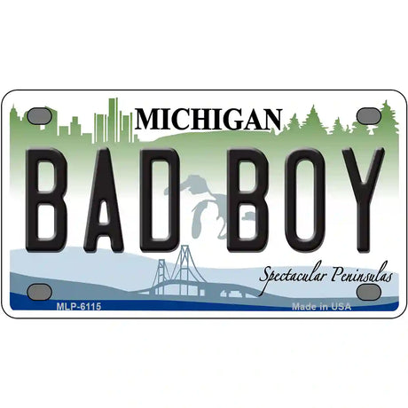 Bad Boy Michigan Metal Novelty License Plate 4" x 2.2" (MLP)