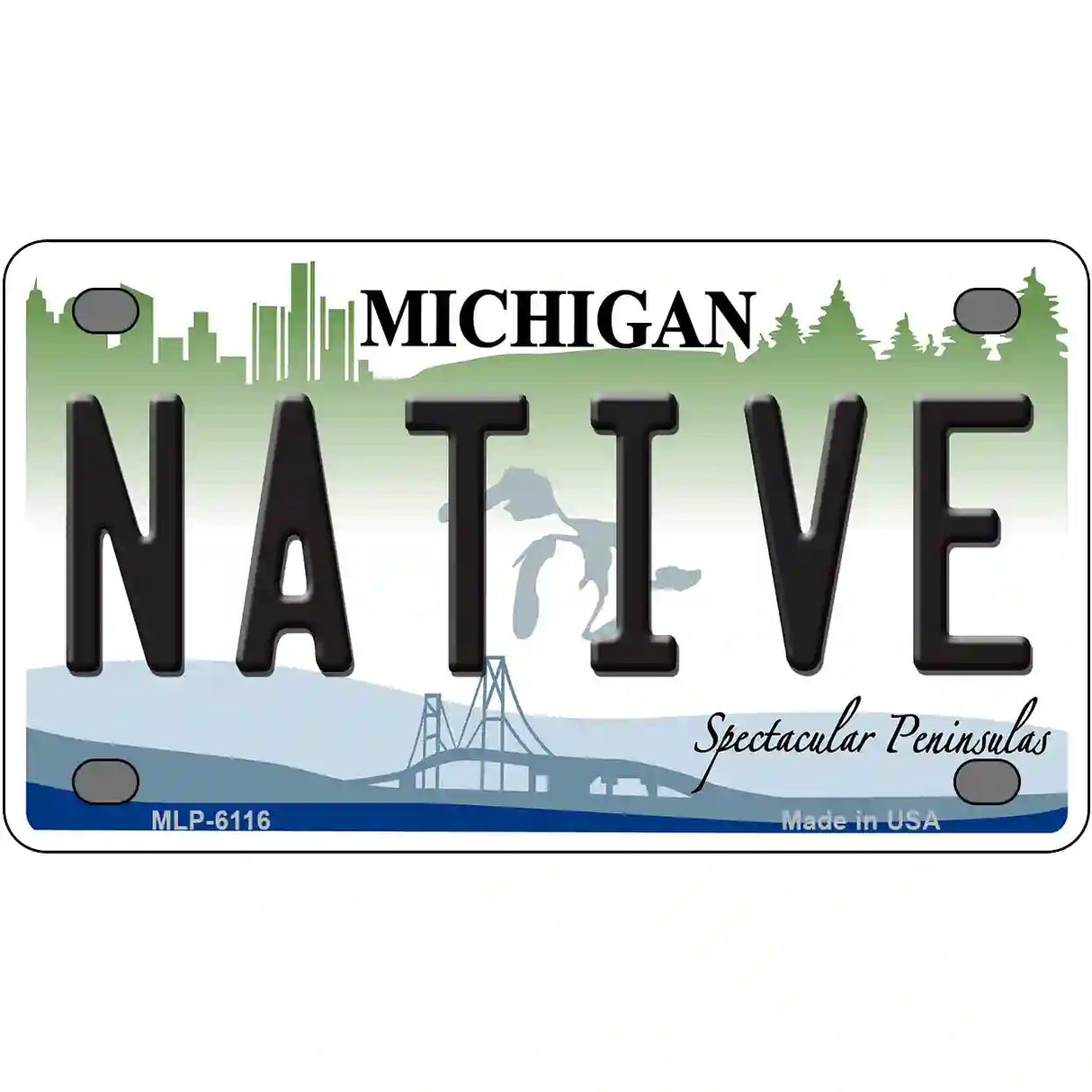 Native Michigan Metal Novelty License Plate 4" x 2.2" (MLP)