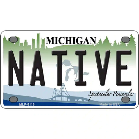 Native Michigan Metal Novelty License Plate 4" x 2.2" (MLP)