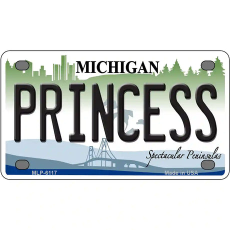 Princess Michigan Metal Novelty License Plate 4" x 2.2" (MLP)