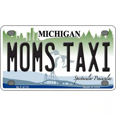 Moms Taxi Michigan Metal Novelty License Plate 4" x 2.2" (MLP)