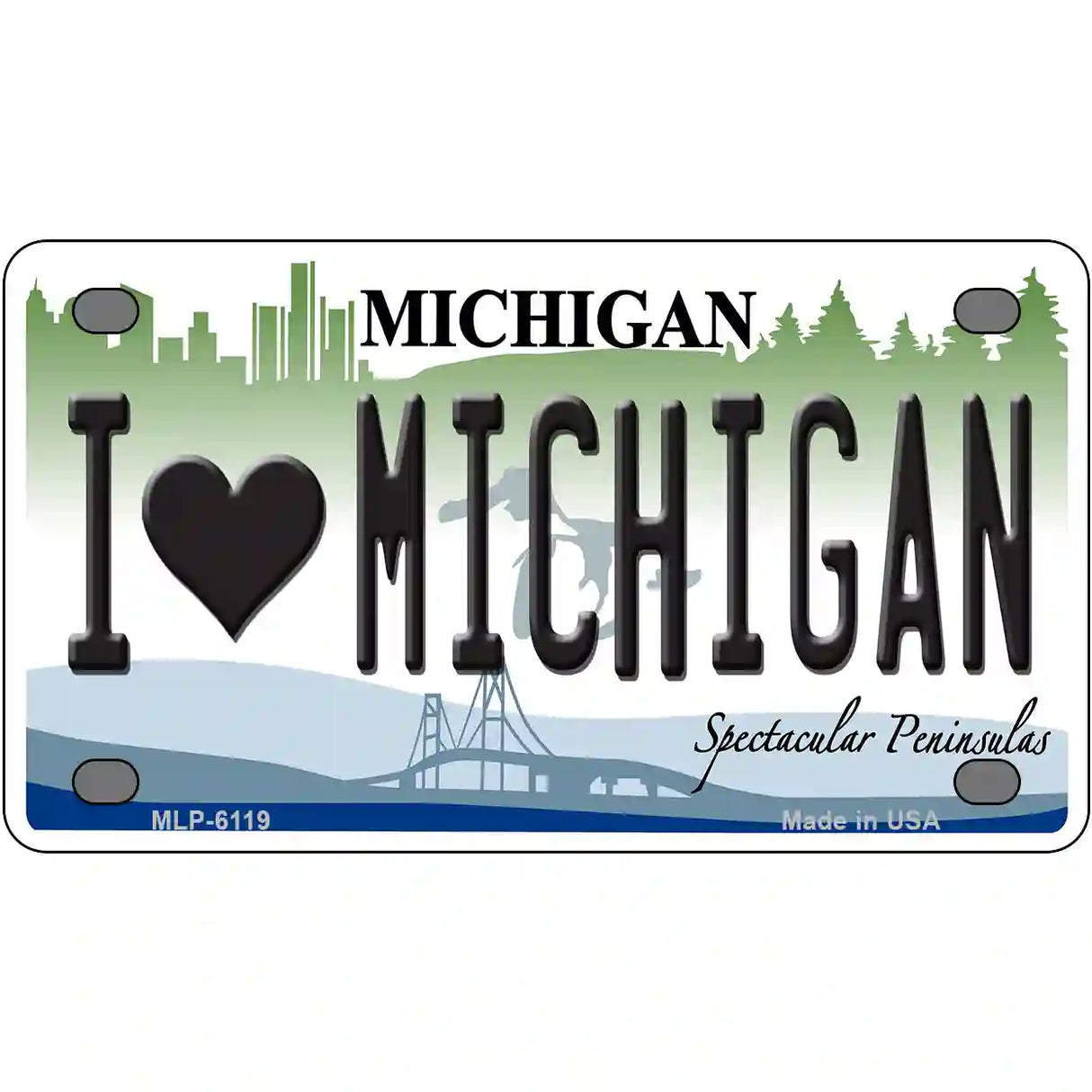 I Love Michigan Metal Novelty License Plate 4" x 2.2" (MLP)