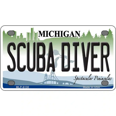 Scuba Diver Michigan Metal Novelty License Plate 4" x 2.2" (MLP)