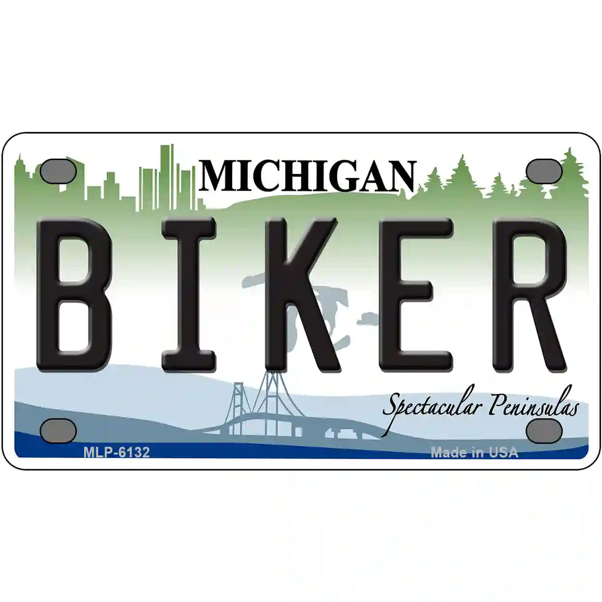 Biker Michigan Metal Novelty License Plate 4" x 2.2" (MLP)