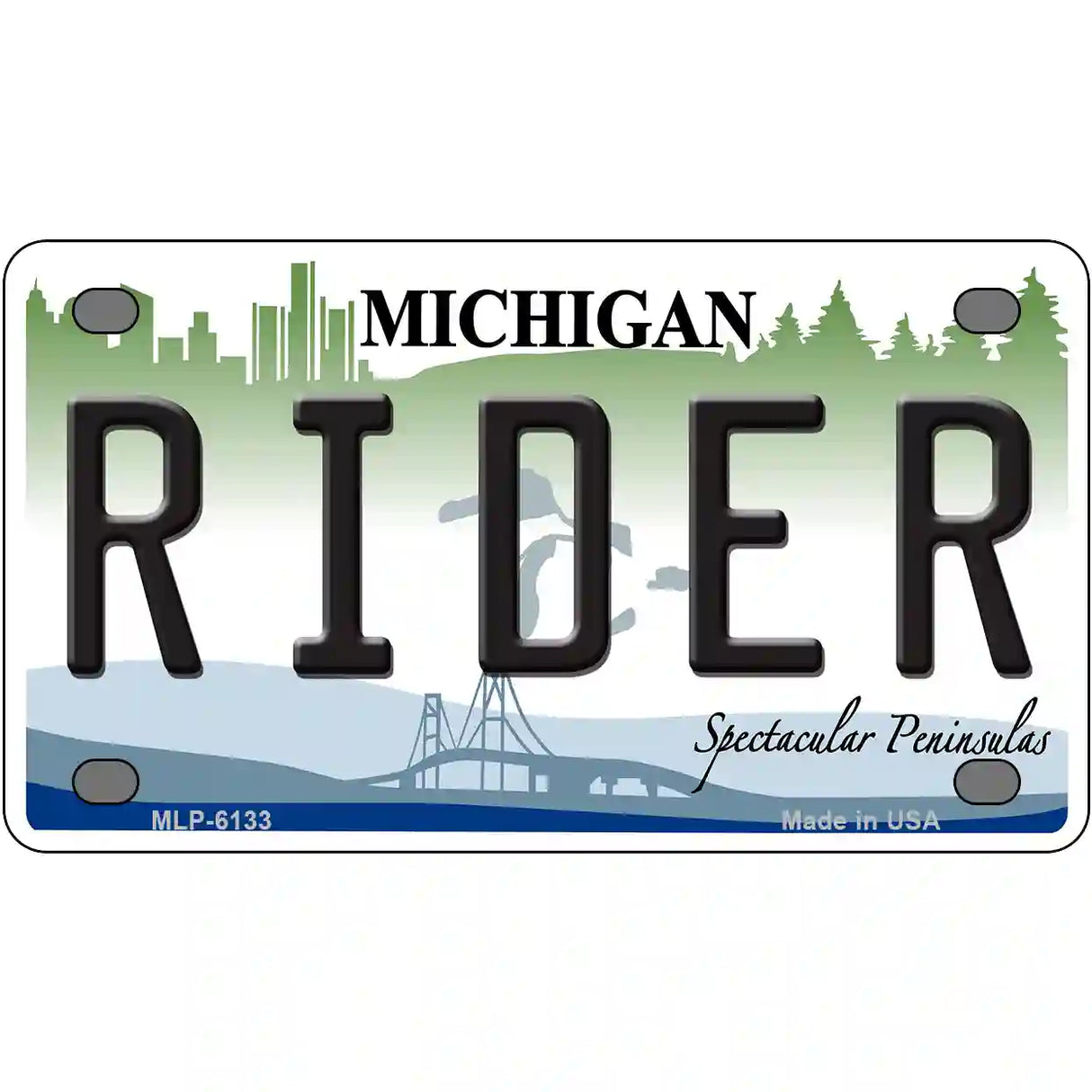 Rider Michigan Metal Novelty License Plate 4" x 2.2" (MLP)