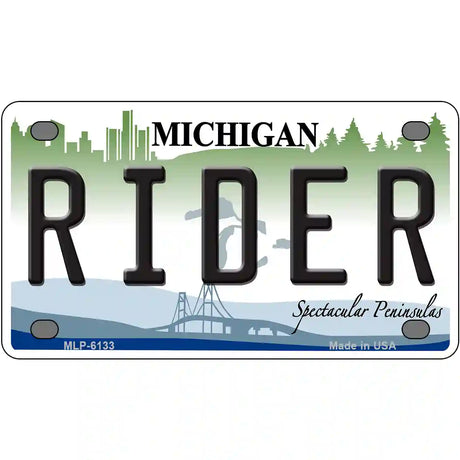 Rider Michigan Metal Novelty License Plate 4" x 2.2" (MLP)