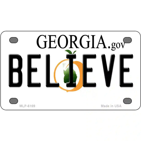 Believe Georgia Novelty Metal License Plate 4" x 2.2" (MLP)