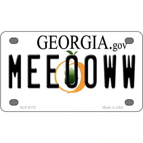 Meeooww Georgia Novelty Metal License Plate 4" x 2.2" (MLP)