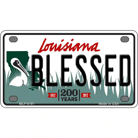 Blessed Louisiana Novelty Metal License Plate 4" x 2.2" (MLP)