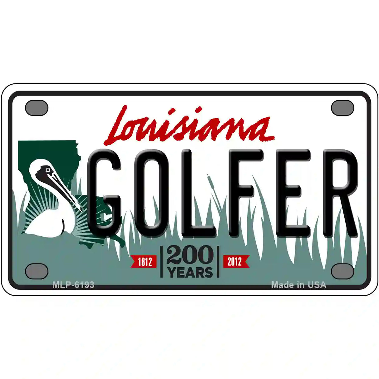 Golfer Louisiana Novelty Metal License Plate 4" x 2.2" (MLP)