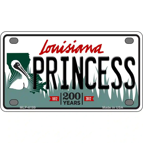 Princess Louisiana Novelty Metal License Plate 4" x 2.2" (MLP)