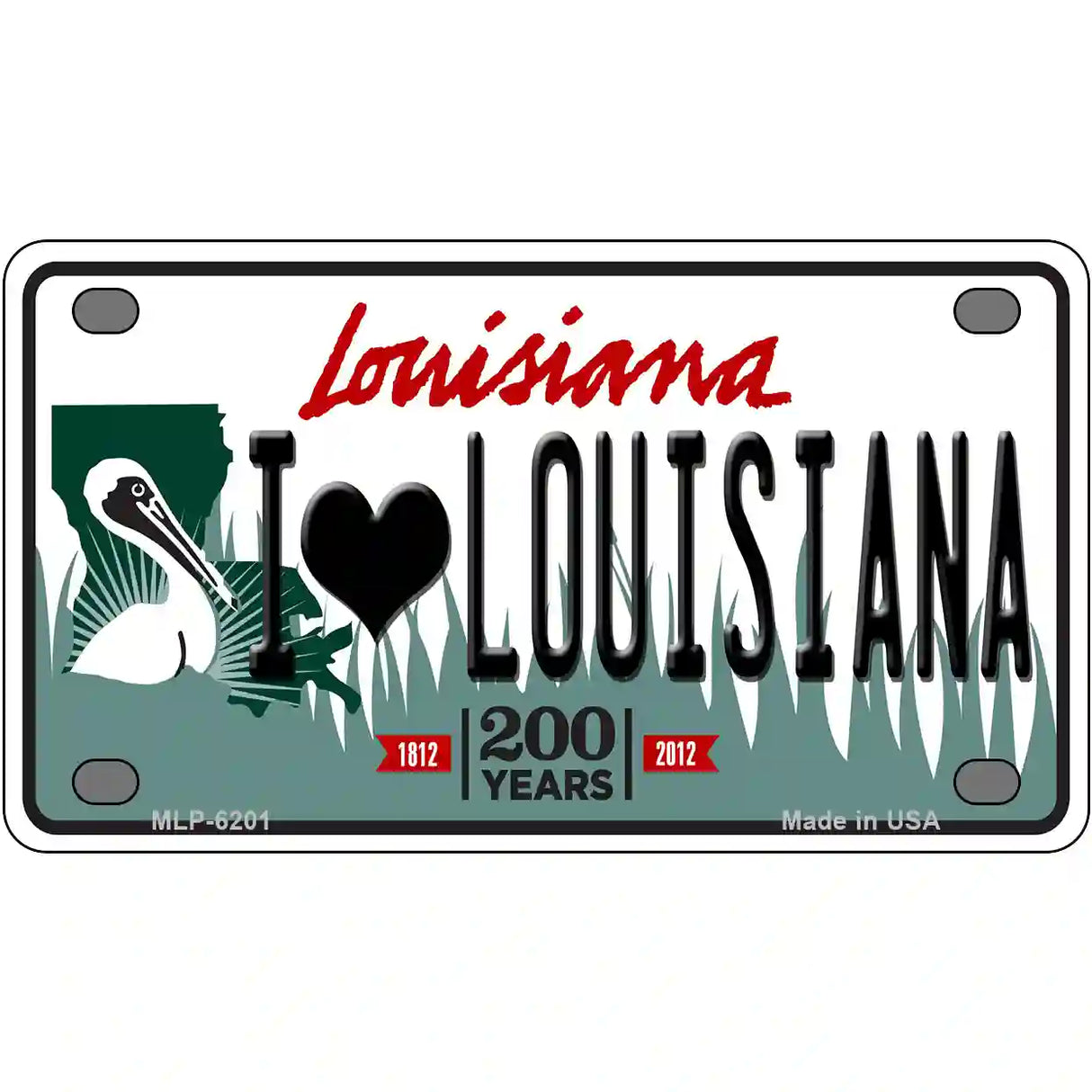 I Love Louisiana Novelty Metal License Plate 4" x 2.2" (MLP)