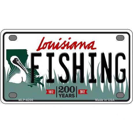 Fishing Louisiana Novelty Metal License Plate 4" x 2.2" (MLP)