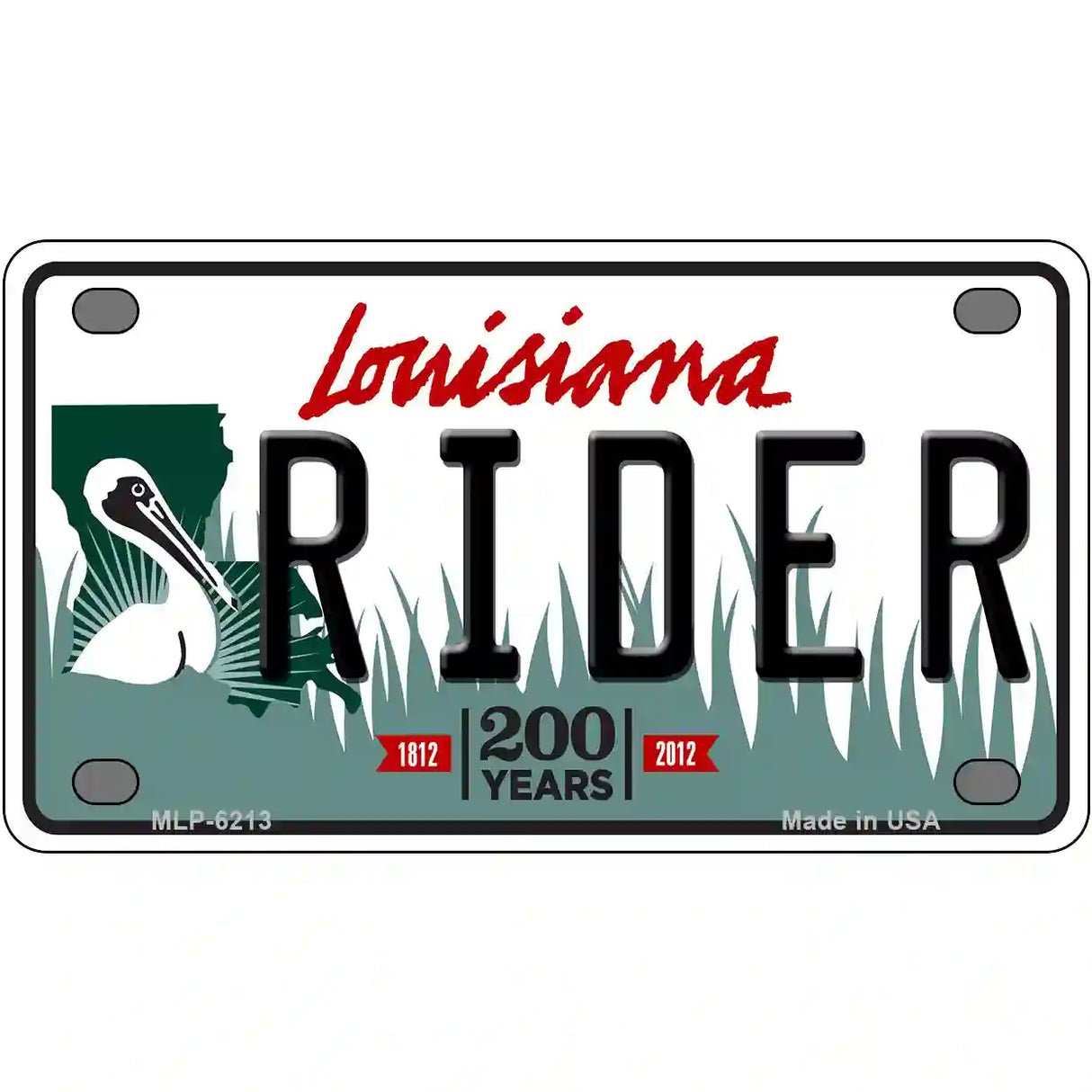 Rider Louisiana Novelty Metal License Plate 4" x 2.2" (MLP)