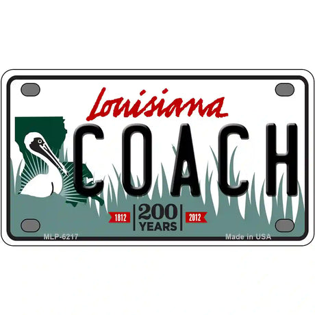 Coach Louisiana Novelty Metal License Plate 4" x 2.2" (MLP)