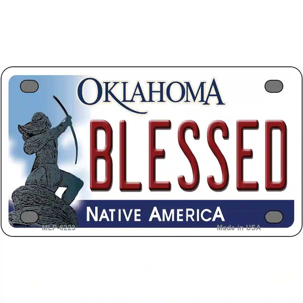 Blessed Oklahoma Novelty Metal License Plate 4" x 2.2" (MLP)