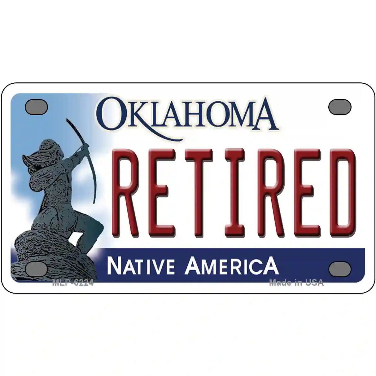 Retired Oklahoma Novelty Metal License Plate 4" x 2.2" (MLP)