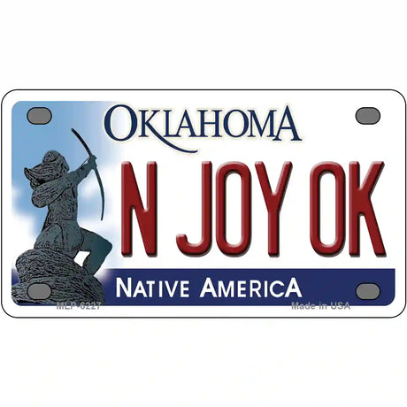 N Joy Ok Oklahoma Novelty Metal License Plate 4" x 2.2" (MLP)