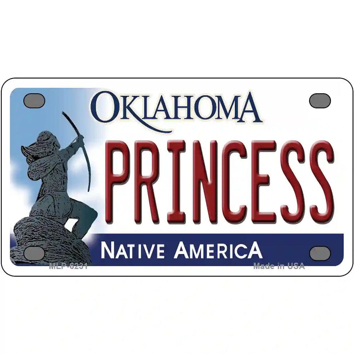 Princess Oklahoma Novelty Metal License Plate 4" x 2.2" (MLP)