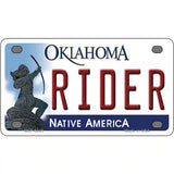 Rider Oklahoma Novelty Metal License Plate 4" x 2.2" (MLP)