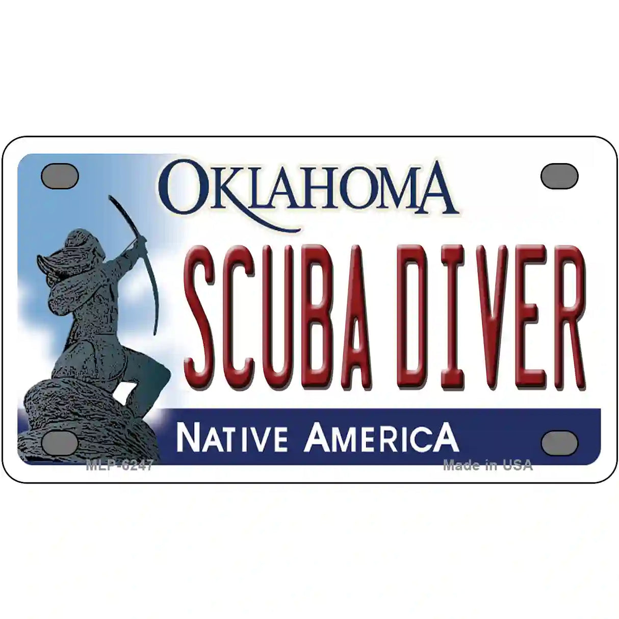 Scuba Diver Oklahoma Novelty Metal License Plate 4" x 2.2" (MLP)