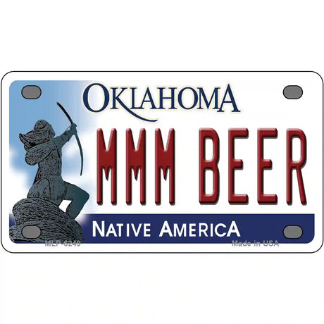 MMM Beer Oklahoma Novelty Metal License Plate 4" x 2.2" (MLP)