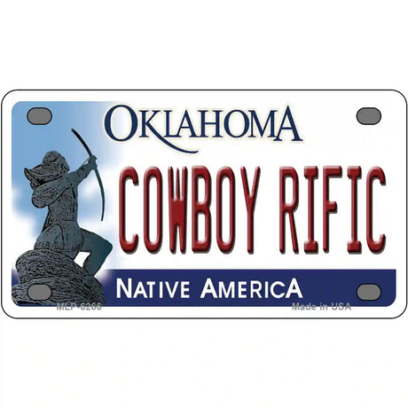 Cowboy Rific Oklahoma Novelty Metal License Plate 4" x 2.2" (MLP)