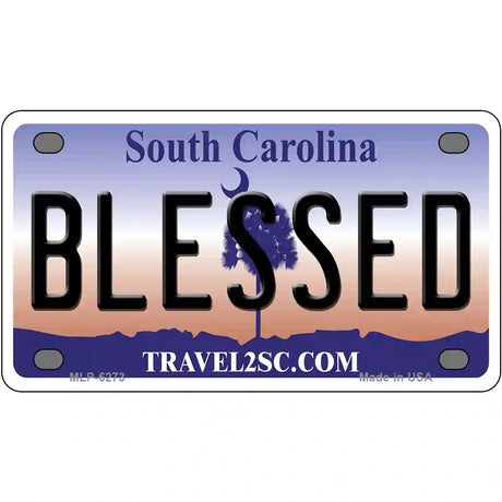 Blessed South Carolina Novelty Metal License Plate 4" x 2.2" (MLP)