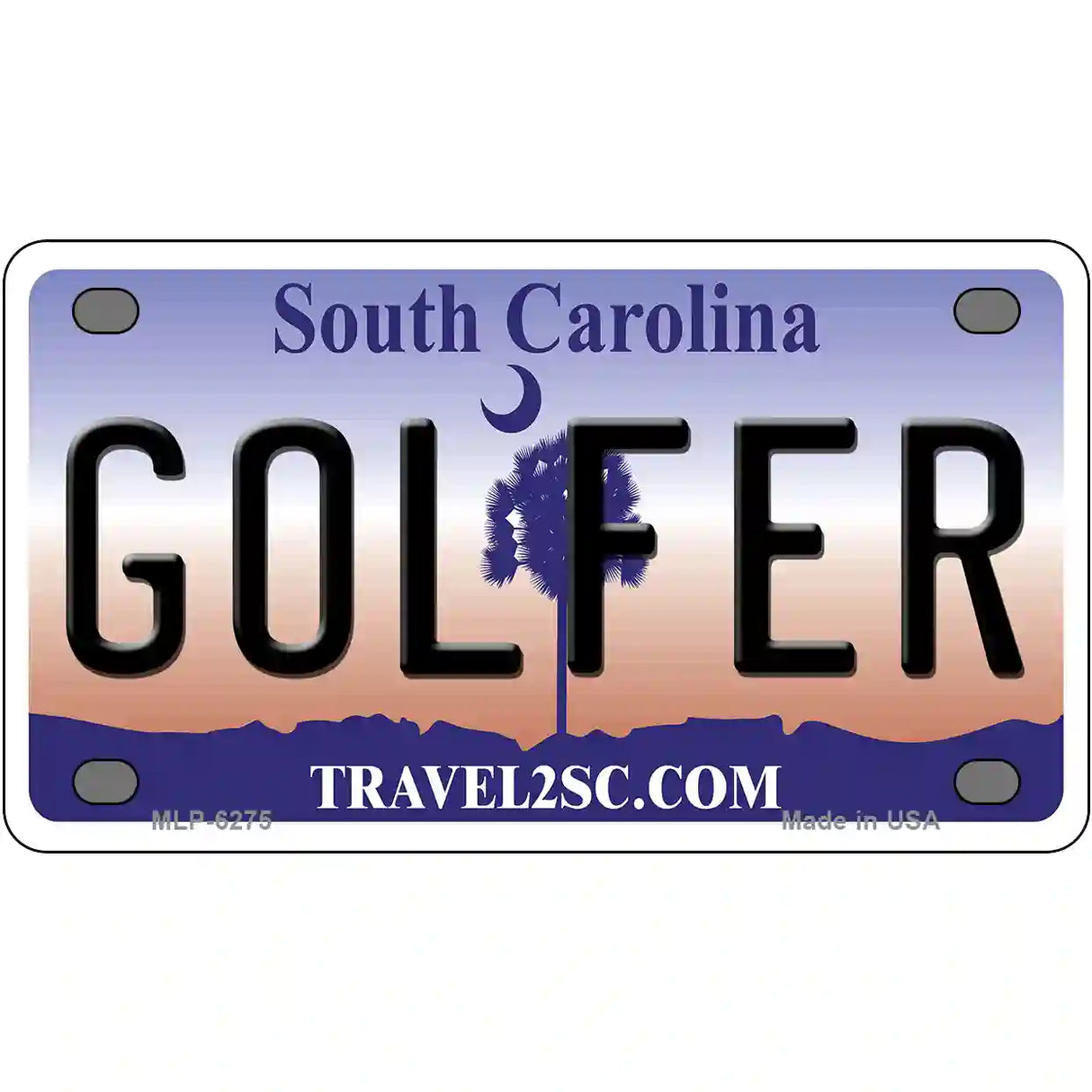 Golfer South Carolina Novelty Metal License Plate 4" x 2.2" (MLP)