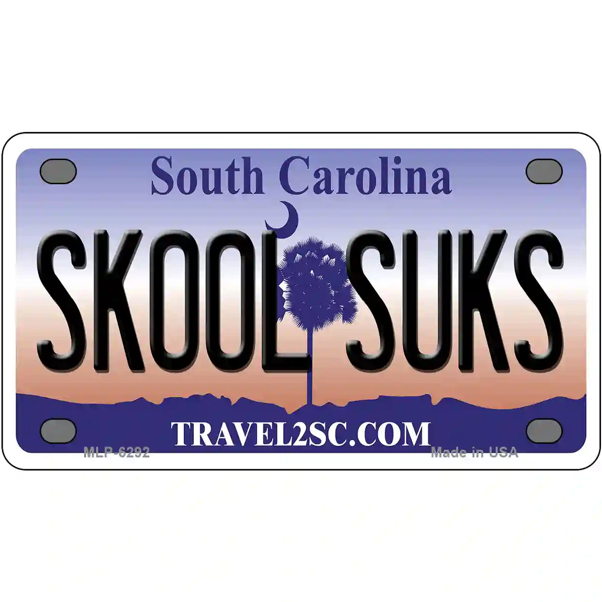 Skool Suks South Carolina Novelty Metal License Plate 4" x 2.2" (MLP)