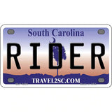 Rider South Carolina Novelty Metal License Plate 4" x 2.2" (MLP)