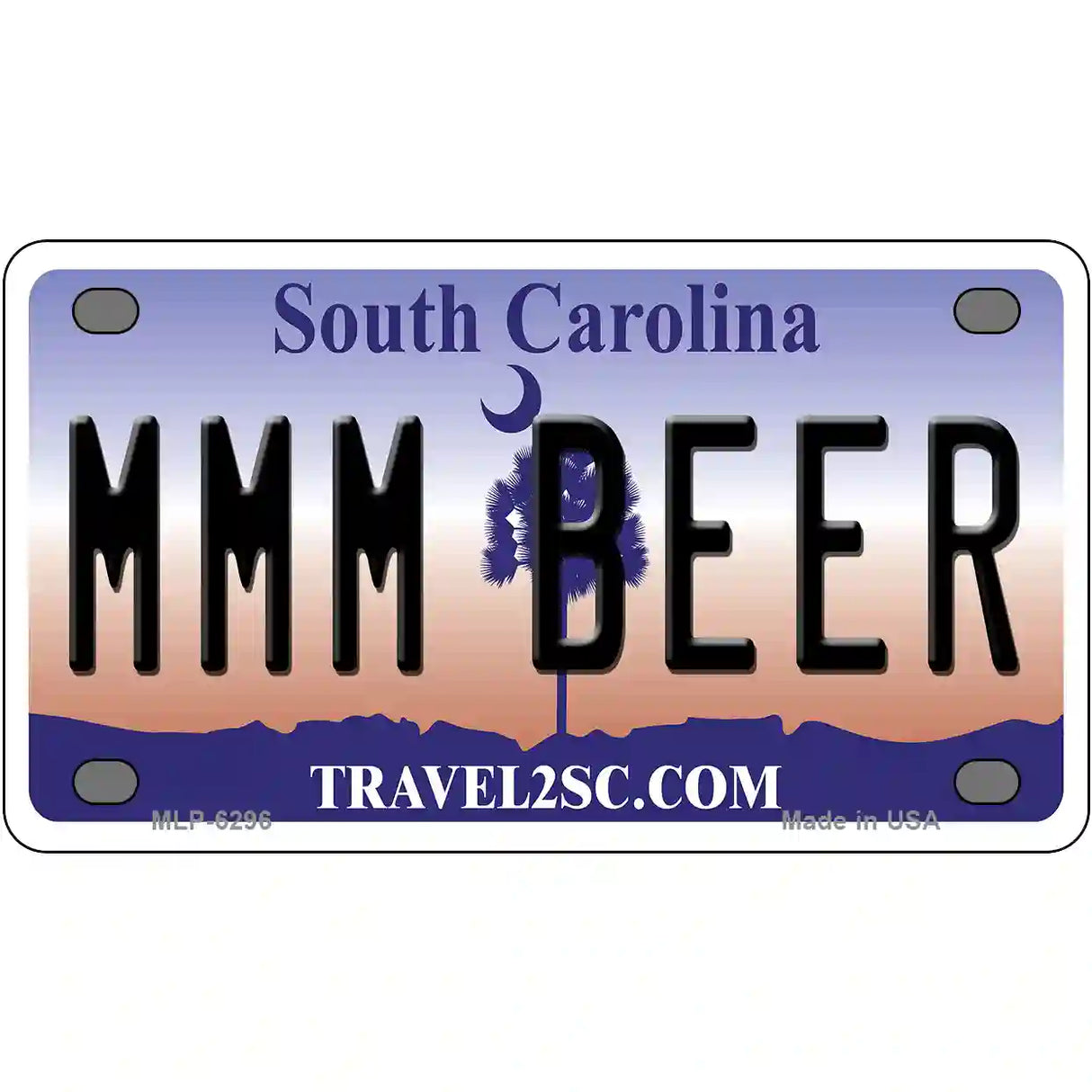 MMM Beer South Carolina Novelty Metal License Plate 4" x 2.2" (MLP)