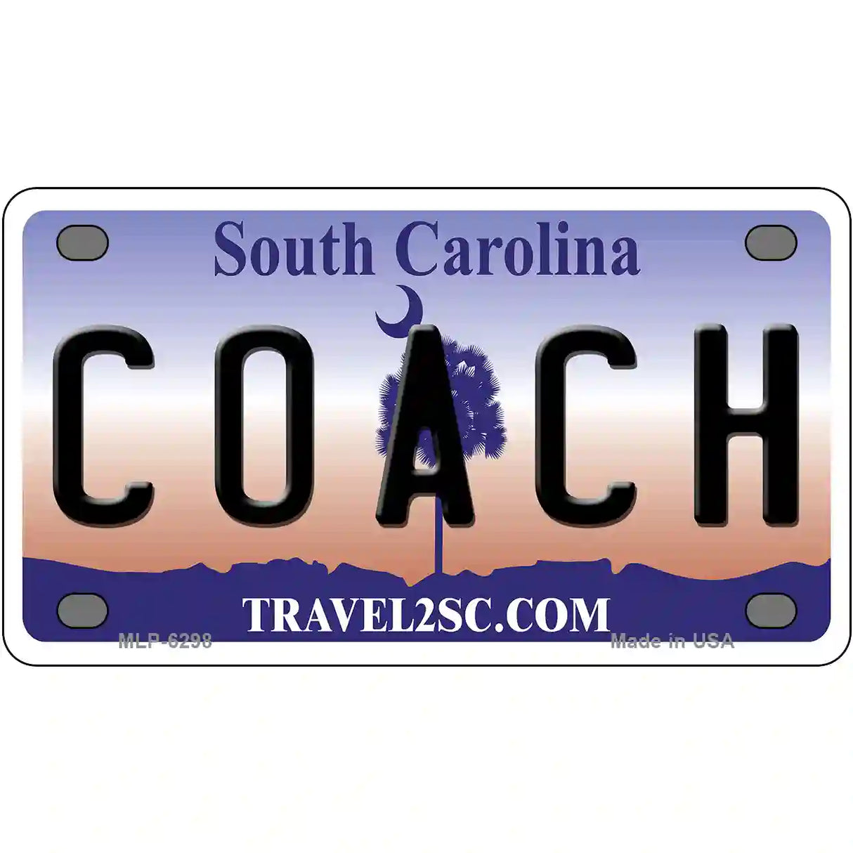 Coach South Carolina Novelty Metal License Plate 4" x 2.2" (MLP)