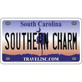 Southern Charm South Carolina Novelty Metal License Plate 4" x 2.2" (MLP)