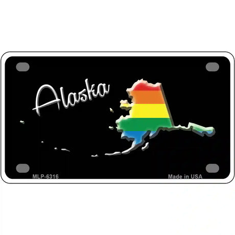 Alaska Rainbow Metal Novelty License Plate 4" x 2.2" (MLP)