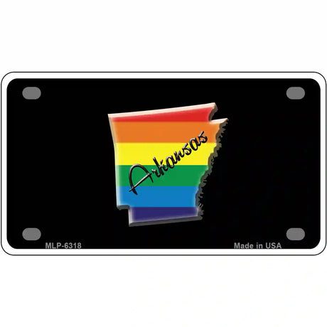 Arkansas Rainbow Metal Novelty License Plate 4" x 2.2" (MLP)