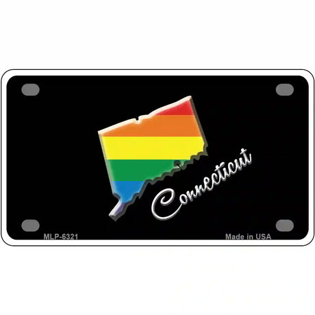 Connecticut Rainbow Metal Novelty License Plate 4" x 2.2" (MLP)