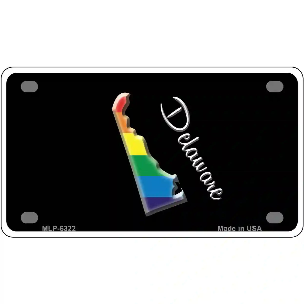 Delaware Rainbow Metal Novelty License Plate 4" x 2.2" (MLP)