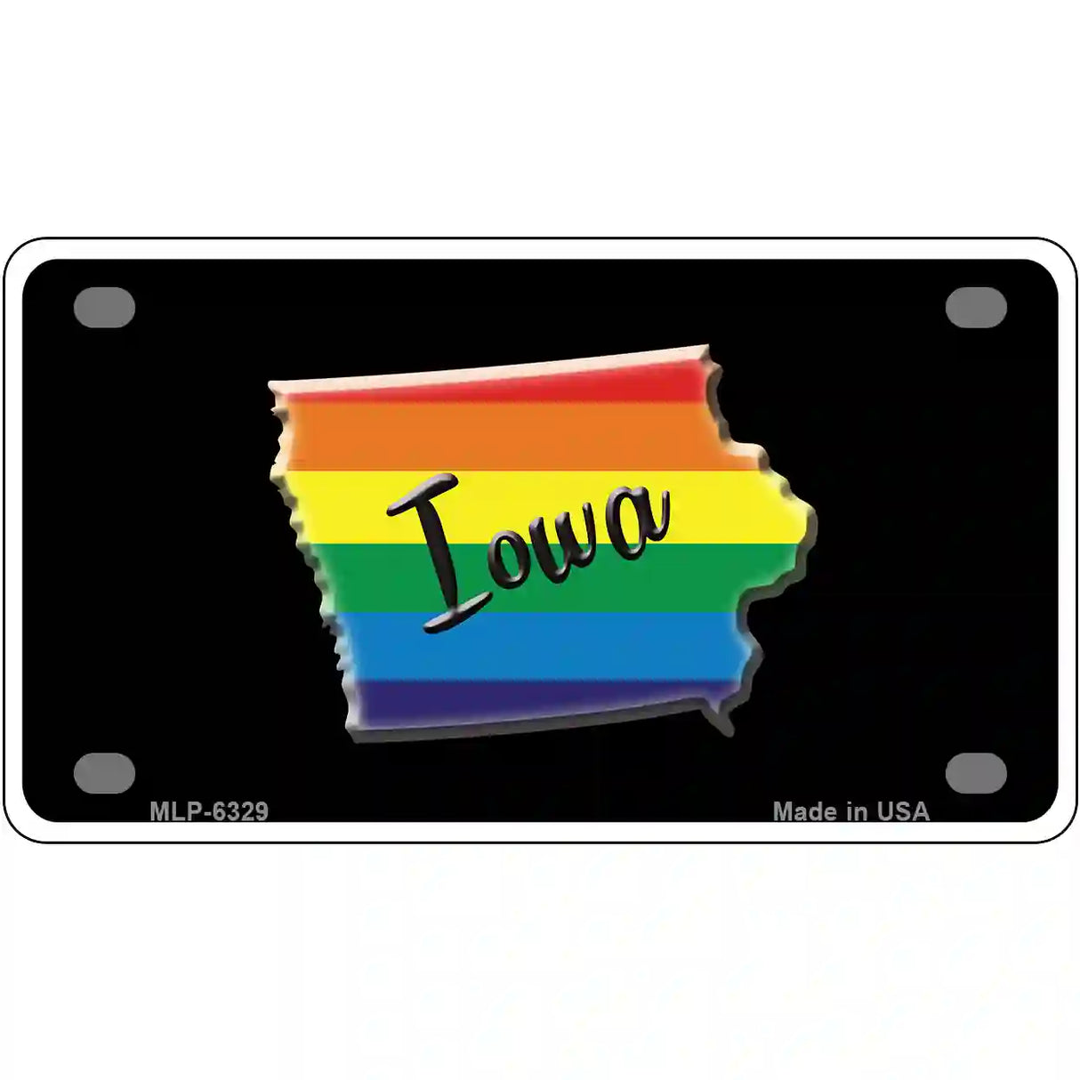 Iowa Rainbow Metal Novelty License Plate 4" x 2.2" (MLP)