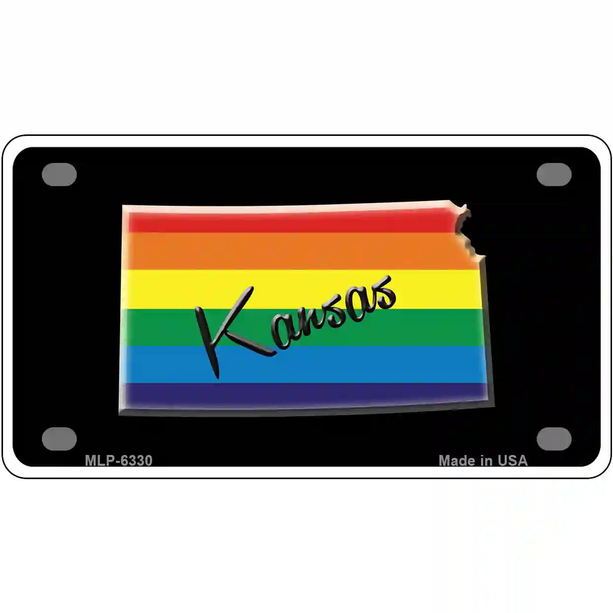 Kansas Rainbow Metal Novelty License Plate 4" x 2.2" (MLP)