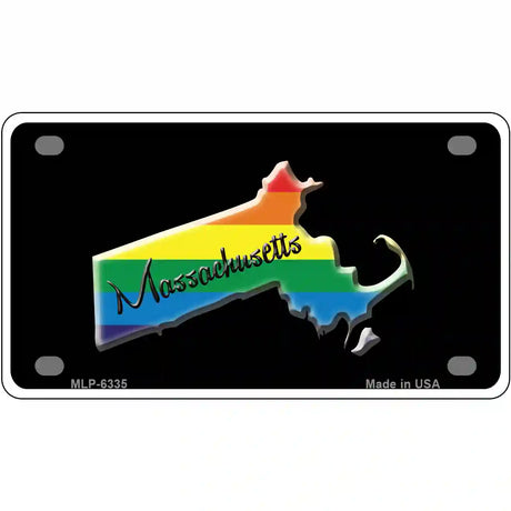 Massachusetts Rainbow Metal Novelty License Plate 4" x 2.2" (MLP)